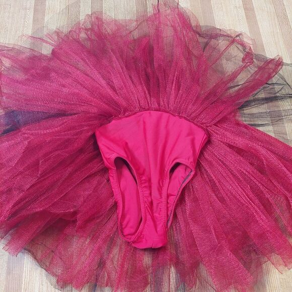 Kids Girls Cute Little Red & Black Ballerina Costume - Picture 7 of 9